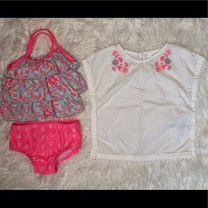 6 months girls 2 piece swimsuit and coverup